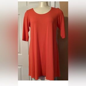 NWT Eileen Fisher SZ M Tunic Dress Top Watermelon Tangerine Bateau Neck GORGEOUS